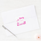 Roze Retro 60e Verjaardagsfeestje Vierkante Sticker (Envelop)