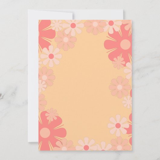  roze retro 60s 70s bloemen kaart (Achterkant)