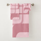Roze Retro 60's Abstract patroon van 70's Bad Handdoek (Insitu)