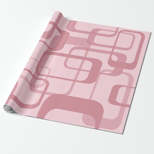 Roze Retro 60's Abstract patroon van 70's Cadeaupapier (Uitgerold)