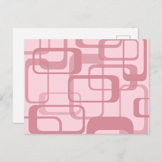 Roze Retro 60's Abstract patroon van 70's Feestdagenkaart (Voorkant / Achterkant)