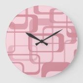 Roze Retro 60's Abstract patroon van 70's Grote Klok (Voorkant)