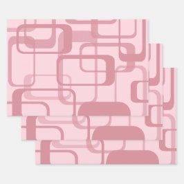 Roze Retro 60's Abstract patroon van 70's Inpakpapier Vel