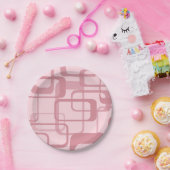 Roze Retro 60's Abstract patroon van 70's Papieren Bordje (Feest)