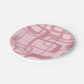 Roze Retro 60's Abstract patroon van 70's Papieren Bordje (Gekanteld)