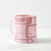 Roze Retro 60's Abstract patroon van 70's Tweekleurige Koffiemok (Voorkant links)