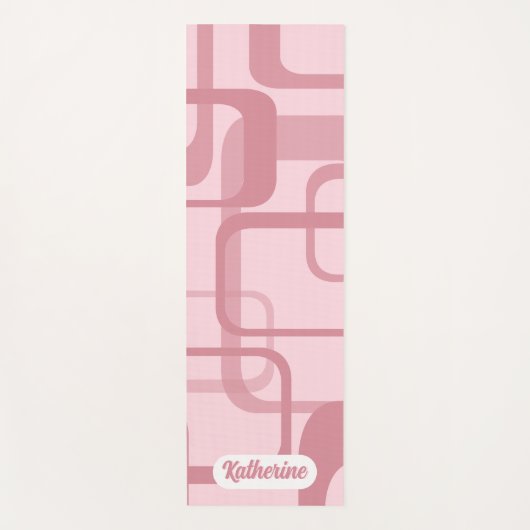 Roze Retro 60's Abstracte patroonnaam van 70's Yogamat (Voorkant)