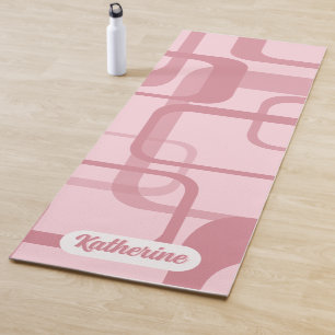 Roze Retro 60's Abstracte patroonnaam van 70's Yogamat