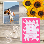 roze retro 70s bruiloft kaart