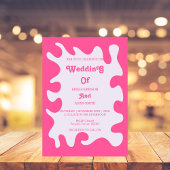 roze retro 70s bruiloft kaart