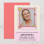 Roze Retro 70s Groovy Foto 42e verjaardag Kaart (Voorkant / Achterkant)