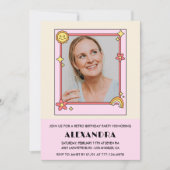 Roze Retro 70s Groovy Foto 54e verjaardag Kaart (Voorkant)