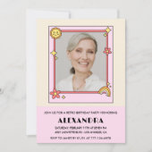 Roze Retro 70s Groovy Foto 82e verjaardag Kaart (Voorkant)