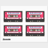 Roze Retro 80s Cassettebandje Gepersonaliseerde St Rechthoekige Sticker (Vel)