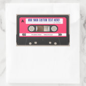 Roze Retro 80s Cassettebandje Gepersonaliseerde St Rechthoekige Sticker (Tas)