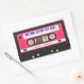 Roze Retro 80s Cassettebandje Gepersonaliseerde St Rechthoekige Sticker (Envelop)