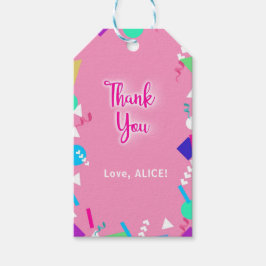 Roze Retro 80s Patroon Verjaardagscadeau Labels Cadeaulabel