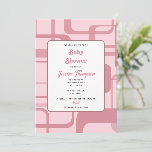 Roze retro Abstract patroon Kaart (Staand voorkant)