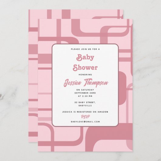 Roze retro Abstract patroon Kaart (Voorkant / Achterkant)