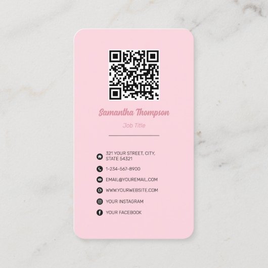 Roze retro Abstract patroon Visitekaartje (Achterkant)