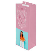 Roze Retro Afstudeercadeau Wijn Cadeautas (Achterkant Gekanteld)