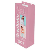 Roze Retro Afstudeercadeau Wijn Cadeautas (Voorkant Gekanteld)