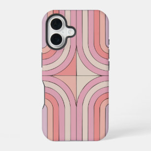 Roze Retro Arch Stripes Telefoonhoesje, Minimalist iPhone 16 Hoesje