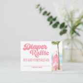 Roze Retro Baby aan boord Surf Daperte Raffle Informatiekaartje (Staand voorkant)
