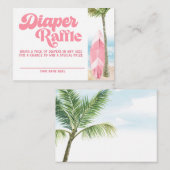 Roze Retro Baby aan boord Surf Daperte Raffle Informatiekaartje (Voorkant / Achterkant)