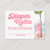 Roze Retro Baby aan boord Surf Daperte Raffle Informatiekaartje (Voorkant)
