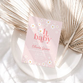 Roze Retro Baby Shower Kaart