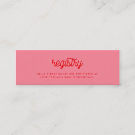 Roze Retro  Baby shower registerkaart Mini Visitekaartje