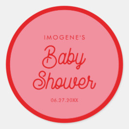 Roze Retro  Baby showers envelop afdichting Ronde Sticker