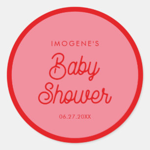 Roze Retro  Baby showers envelop afdichting Ronde Sticker