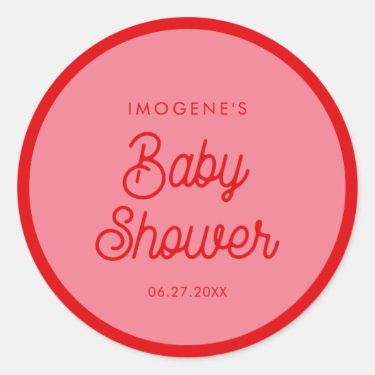 Roze Retro  Baby showers envelop afdichting Ronde Sticker (Voorkant)