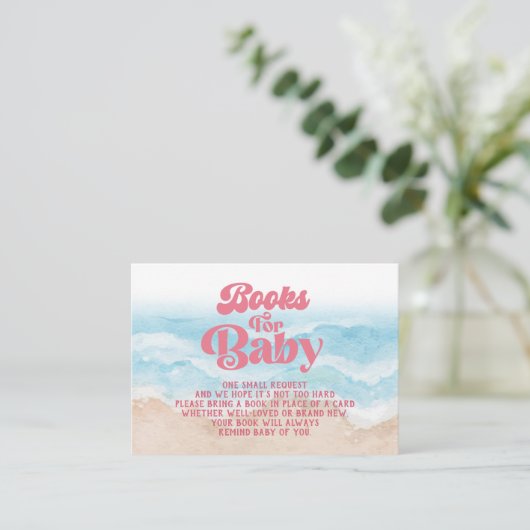 Roze Retro Beach Book Request Enclosure Kaart (Staand voorkant)