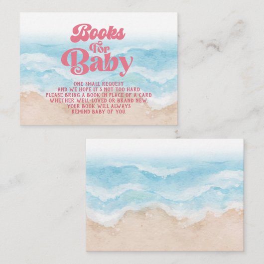 Roze Retro Beach Book Request Enclosure Kaart (Voorkant / Achterkant)