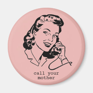 Roze Retro Bel Je Moeder Grappige Vintage Magneet