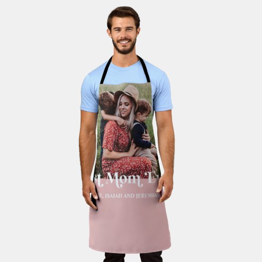 Roze retro Beste mam ooit aangepaste Afbeelding Schort (Gedragen)