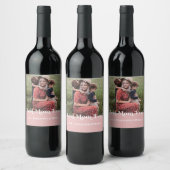 Roze retro Beste mam ooit aangepaste Afbeelding Wijn Etiket (Flessen)