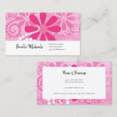 Roze Retro Bloem Eigenaar Visitekaartje (Voorkant / Achterkant)