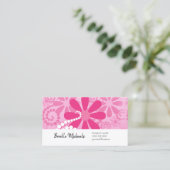 Roze Retro Bloem Eigenaar Visitekaartje (Staand voorkant)