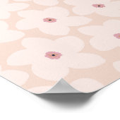 Roze Retro Bloem met Blos Poster (Hoek)