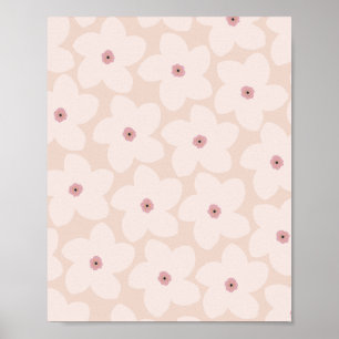 Roze Retro Bloem met Blos Poster