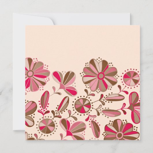 Roze Retro Bloem Ontwerp Verjaardag Uitnodiging (Achterkant)