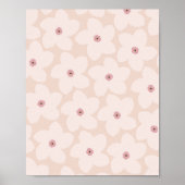Roze Retro Bloem Poster (Voorkant)