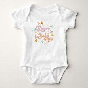 Roze Retro Bloemen Groovy  Romper