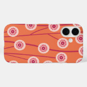 Roze Retro Bloemen Sinaasappel Achtergrond Case-Mate iPhone Case (Achterkant (horizontaal))