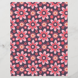 Roze retro bloemenpatroon dubbel-s plakboekdocumen