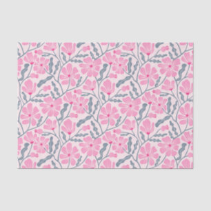 Roze Retro Bloemenpatroon Tissuepapier
